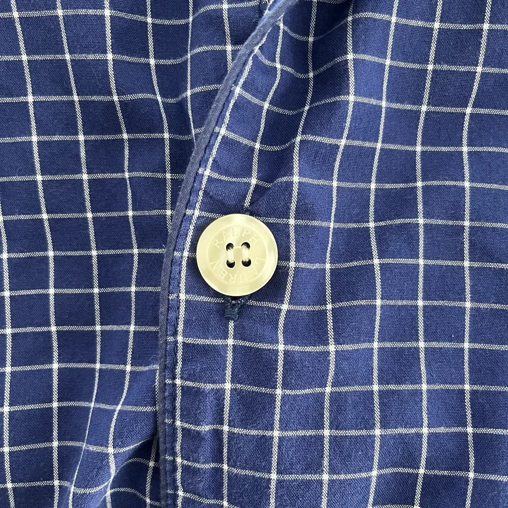 Polo Ralph Lauren Sleepwear-L/XL-blue & White Plaid-Button Up Pajama Shirt